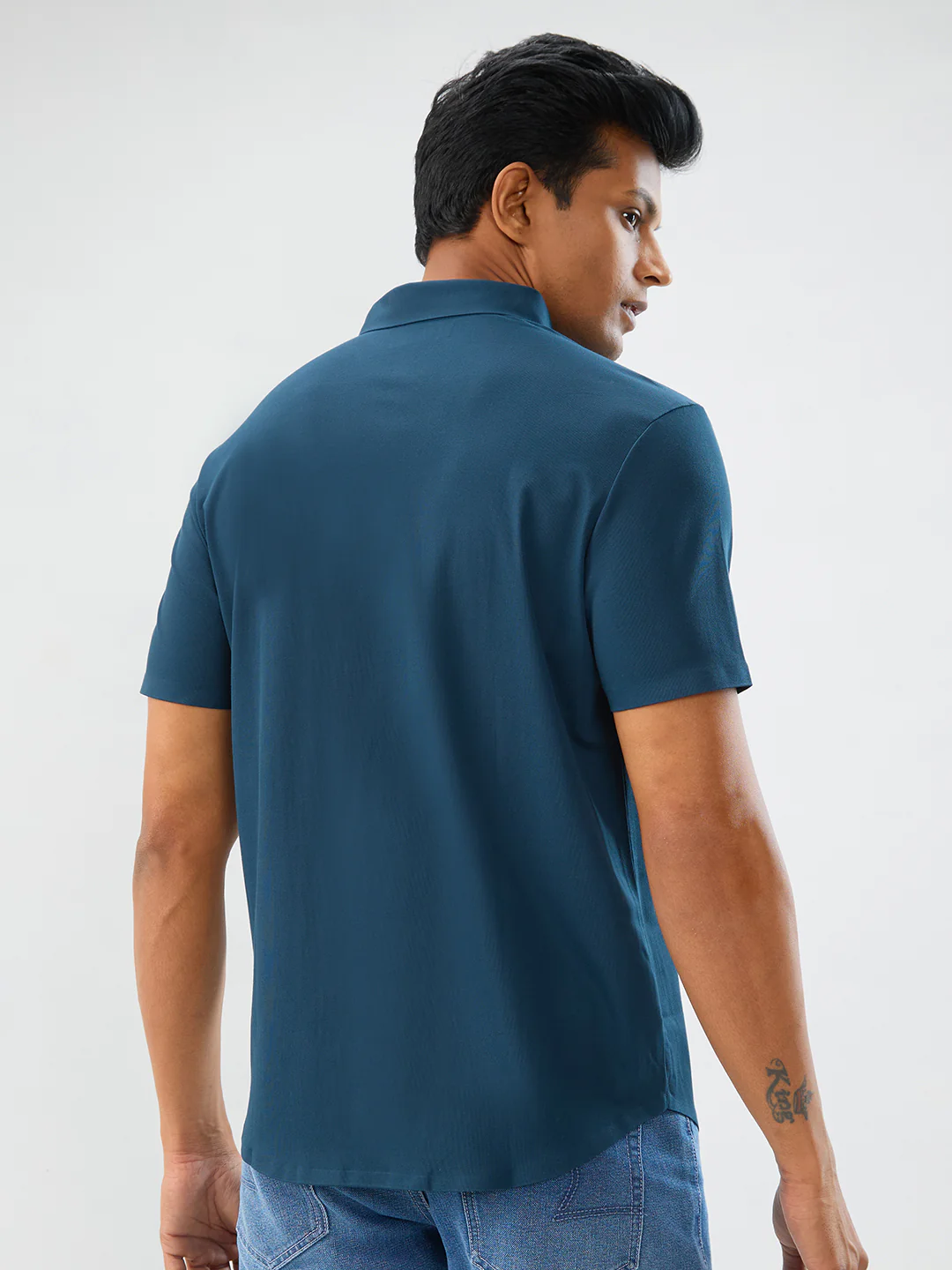 Men Shirt Green Slim Fit - Image 4