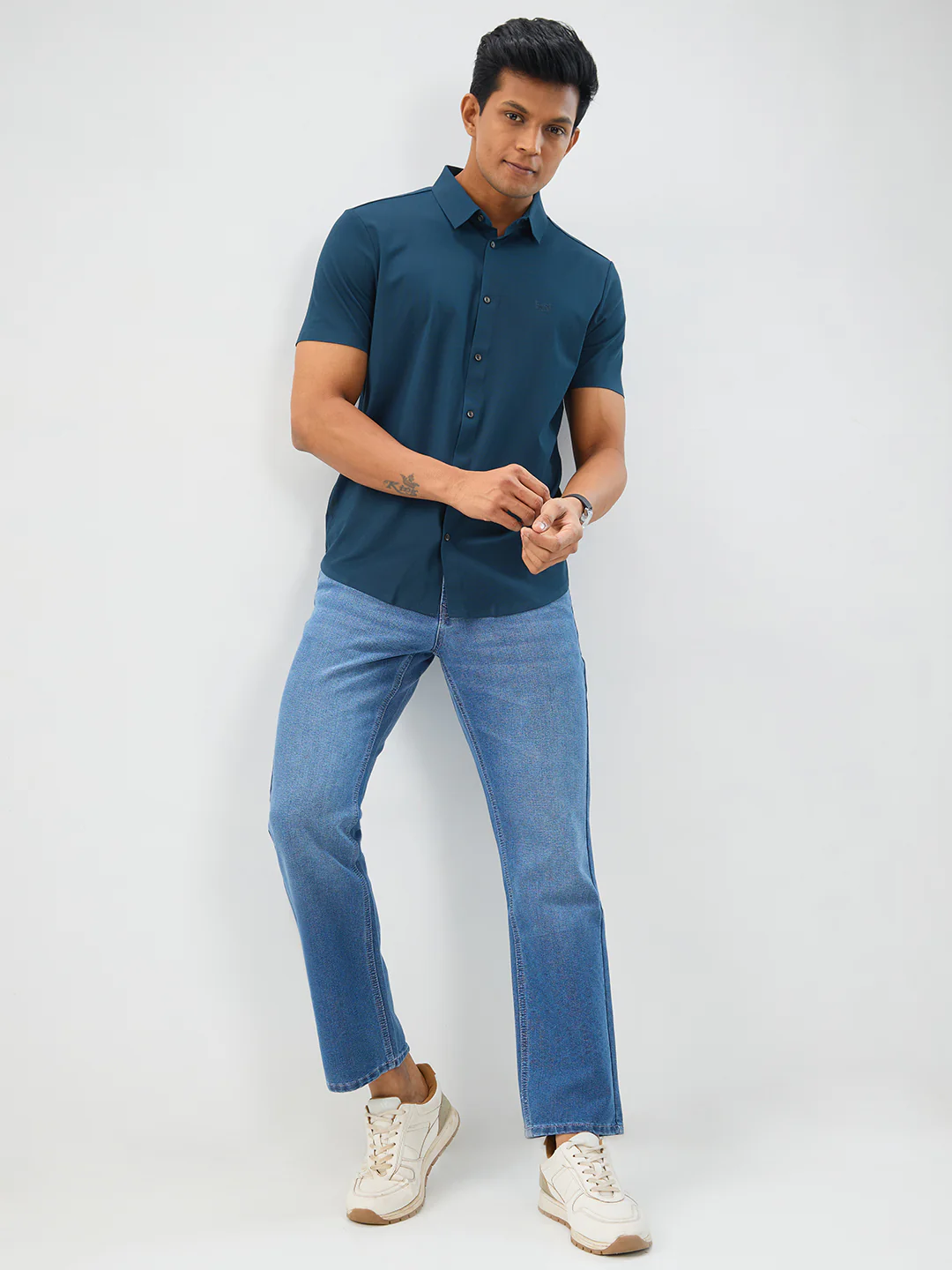 Men Shirt Green Slim Fit - Image 7