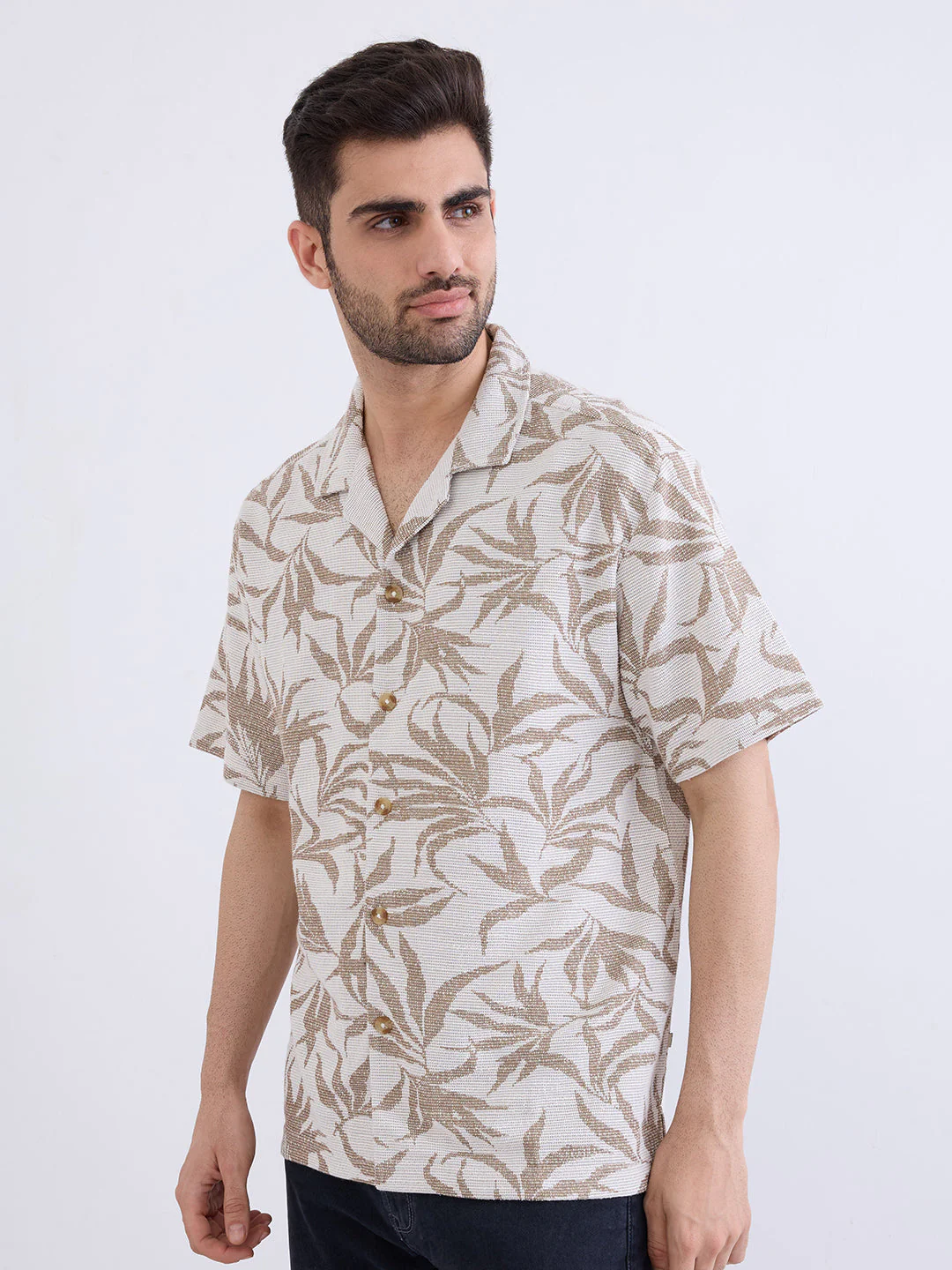 Men Shirt Beige Relaxed Fit - Image 10