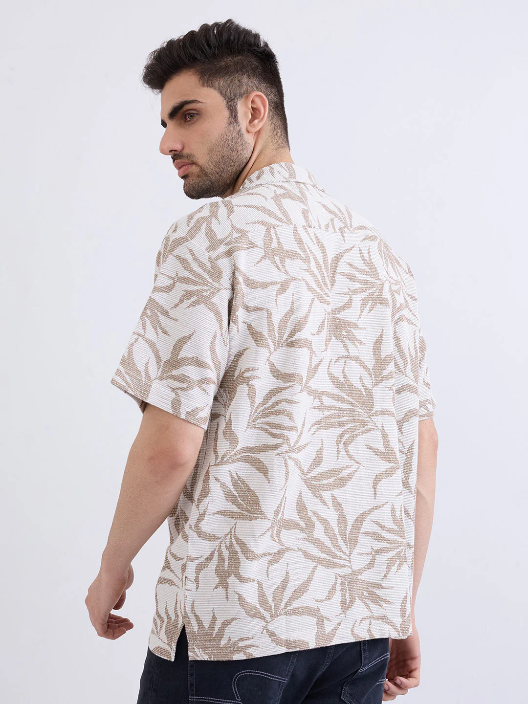 Men Shirt Beige Relaxed Fit - Image 11