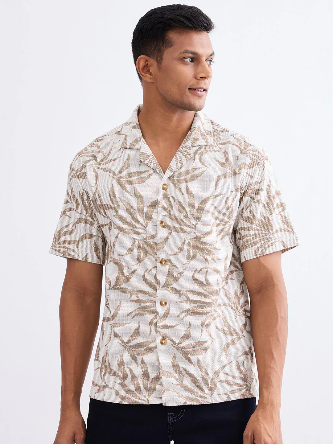 Men Shirt Beige Relaxed Fit - Image 2