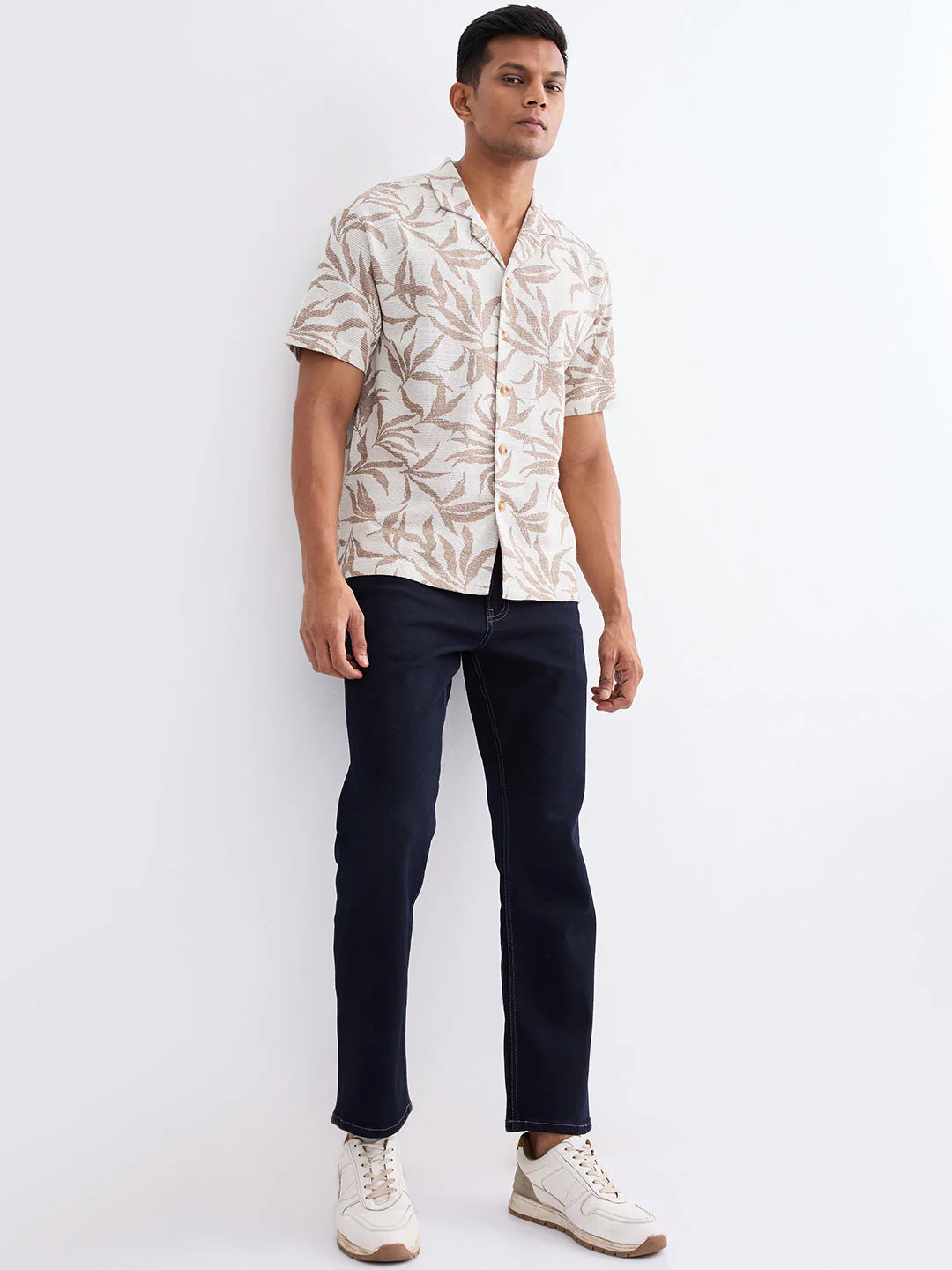 Men Shirt Beige Relaxed Fit - Image 5