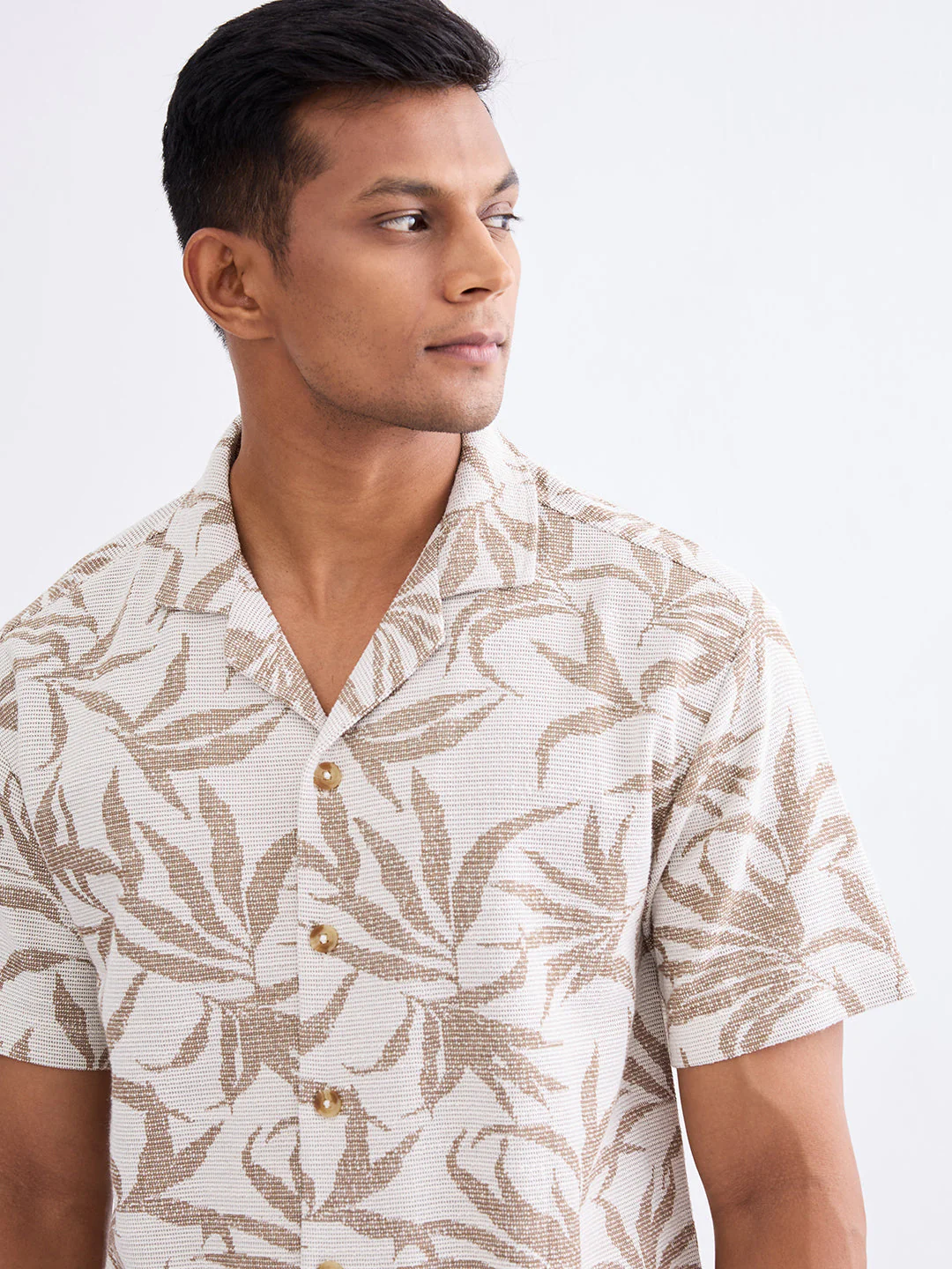 Men Shirt Beige Relaxed Fit - Image 6
