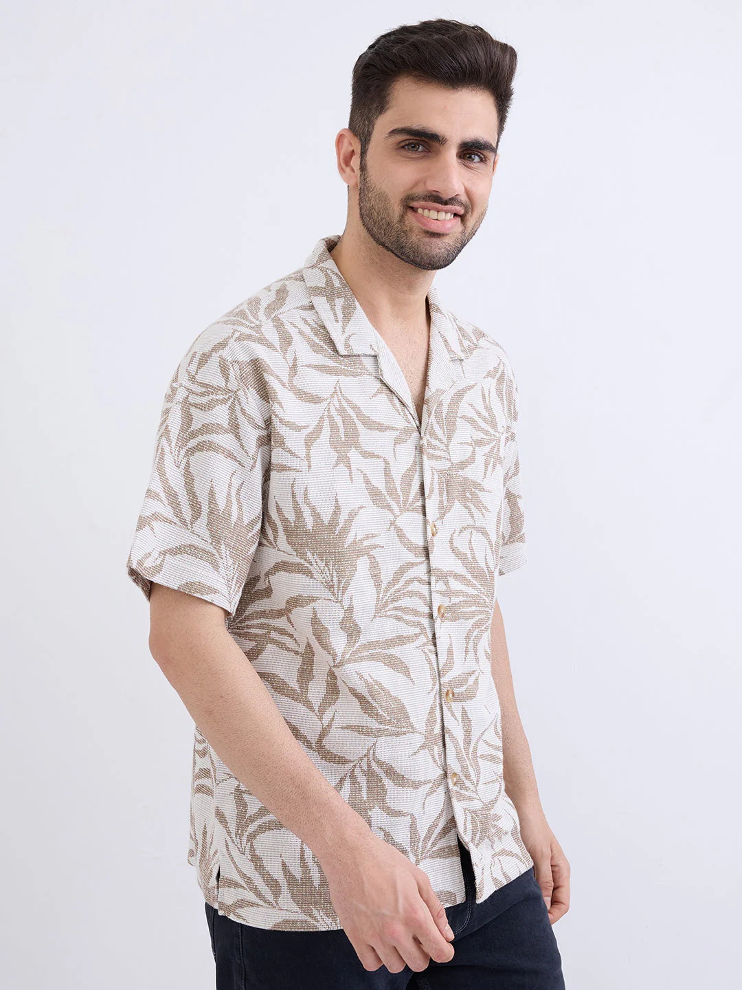 Men Shirt Beige Relaxed Fit - Image 9