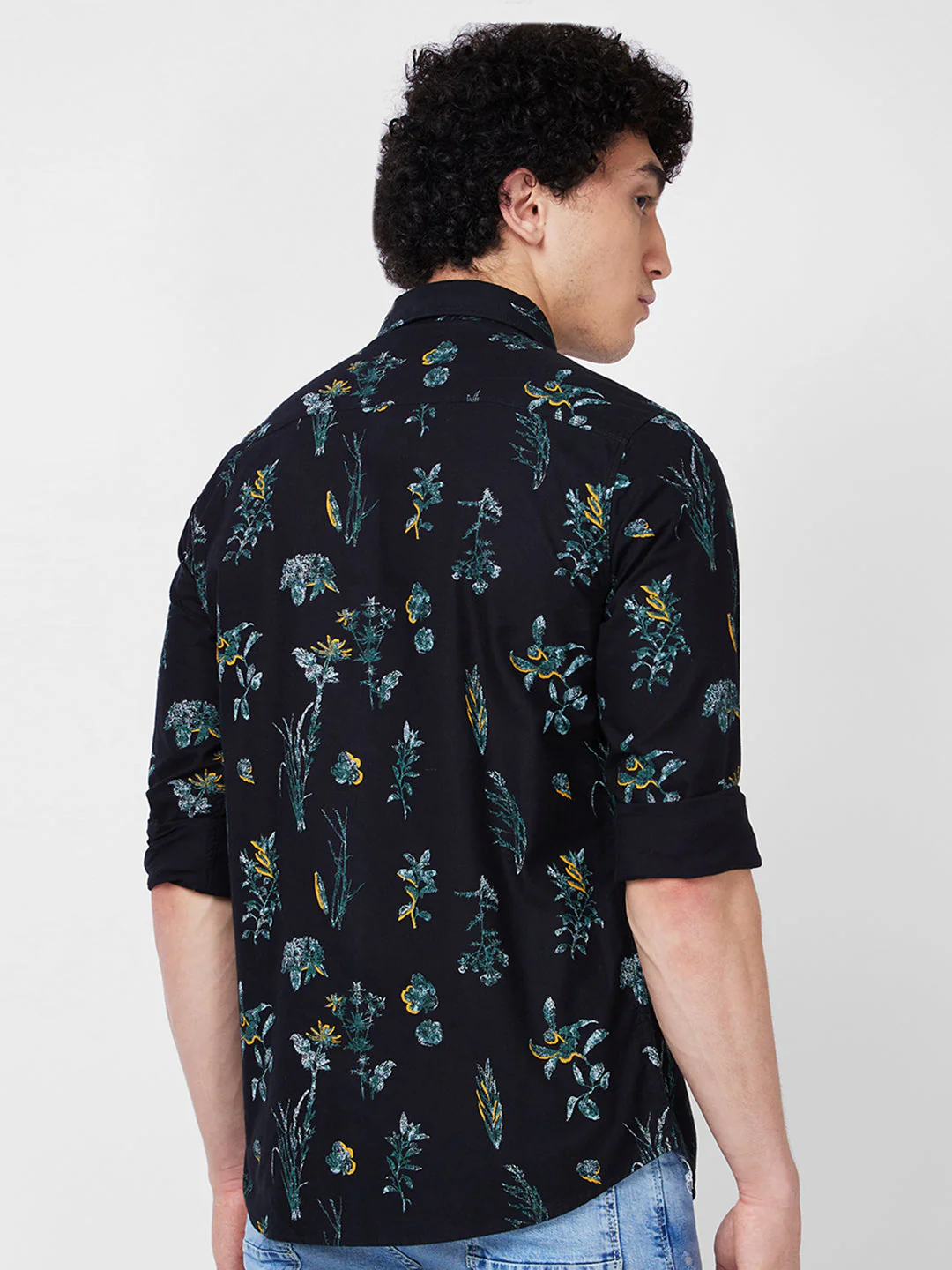 Men Shirt Print Black Regular Fit - Image 3