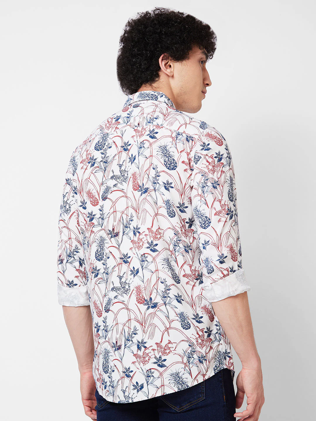 Men Shirt Print White Regular Fit - Image 3