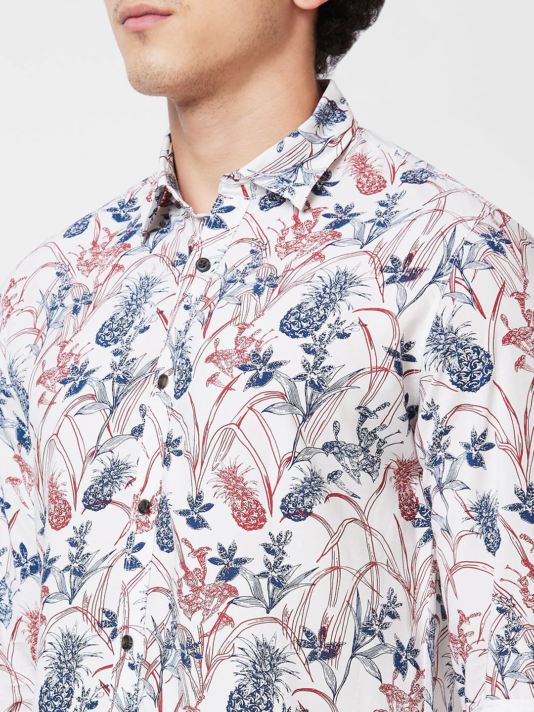Men Shirt Print White Regular Fit - Image 5