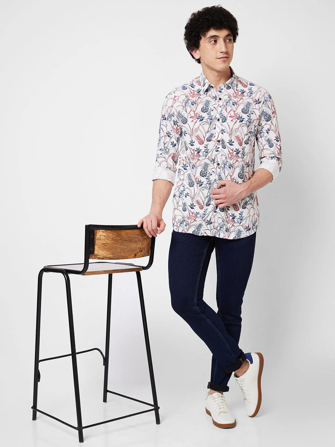 Men Shirt Print White Regular Fit - Image 6