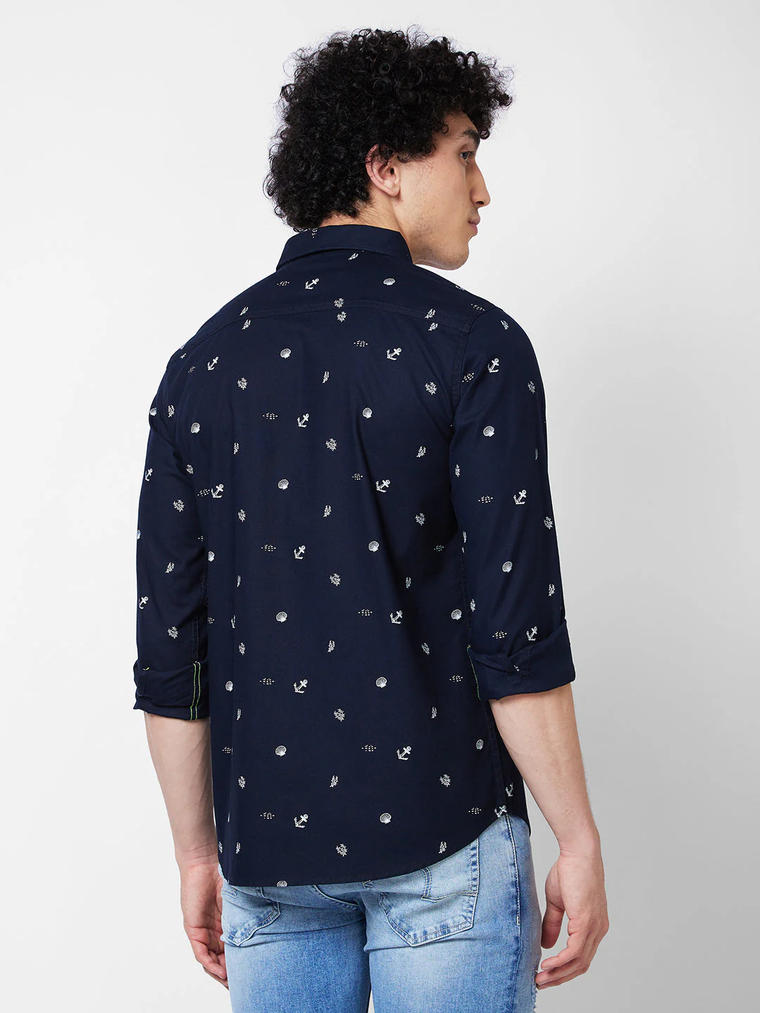 Men Shirt Print Blue Regular Fit - Image 4