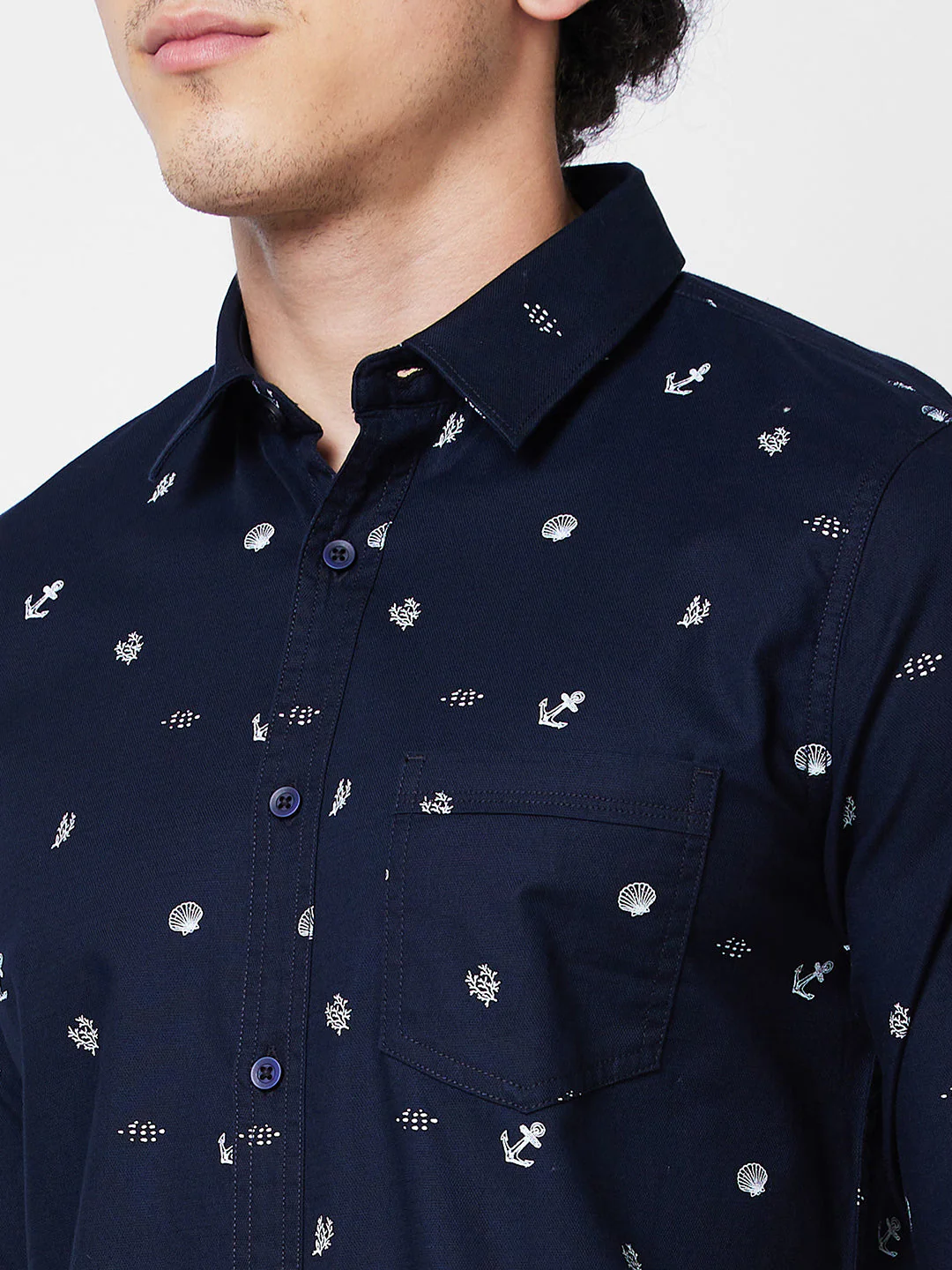 Men Shirt Print Blue Regular Fit - Image 5