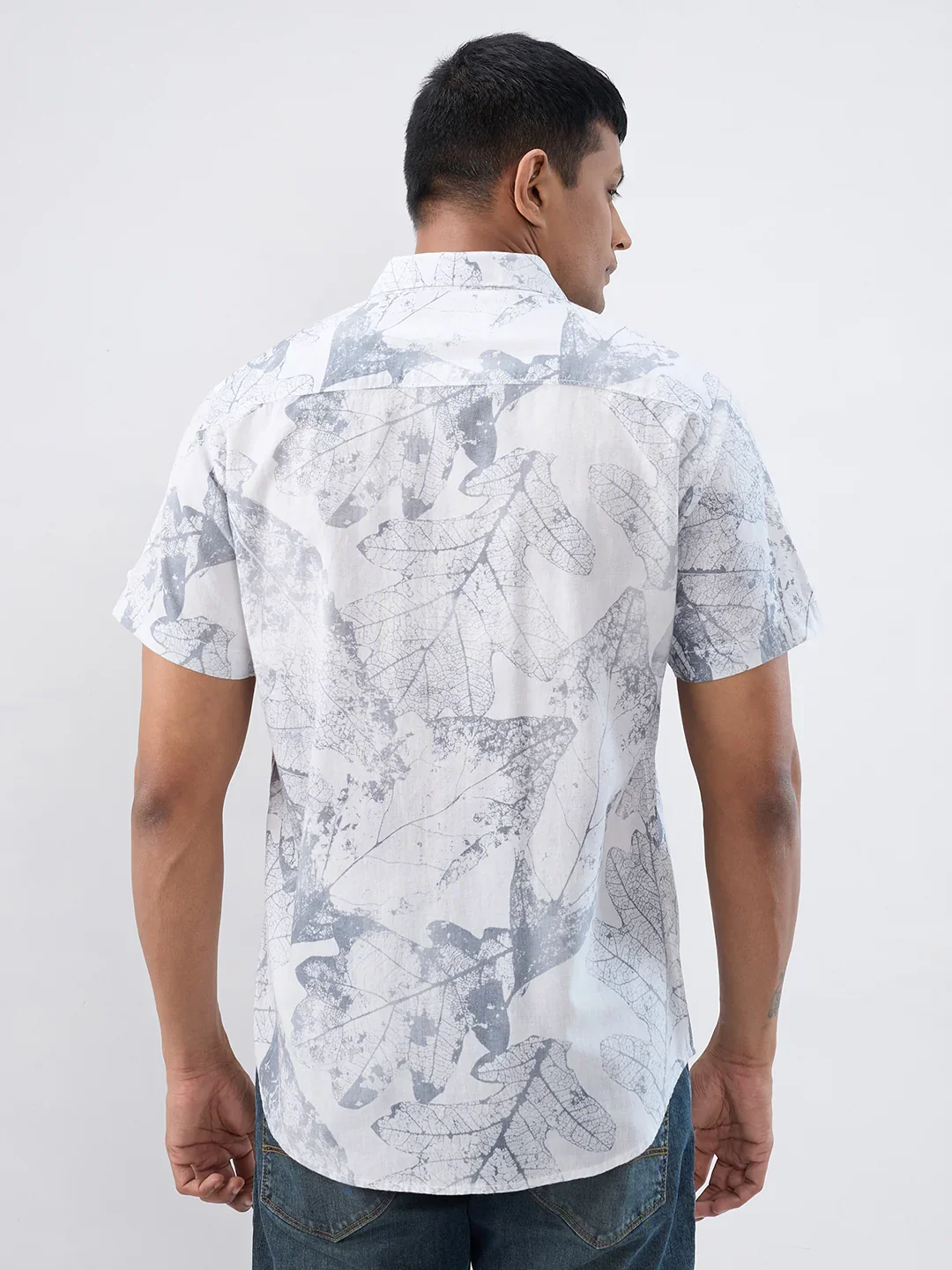 Men Shirt Print Grey Regular Fit - Image 5