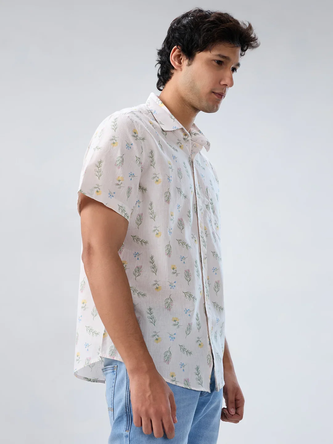 Men Shirt Print Off White Regular Fit - Image 3