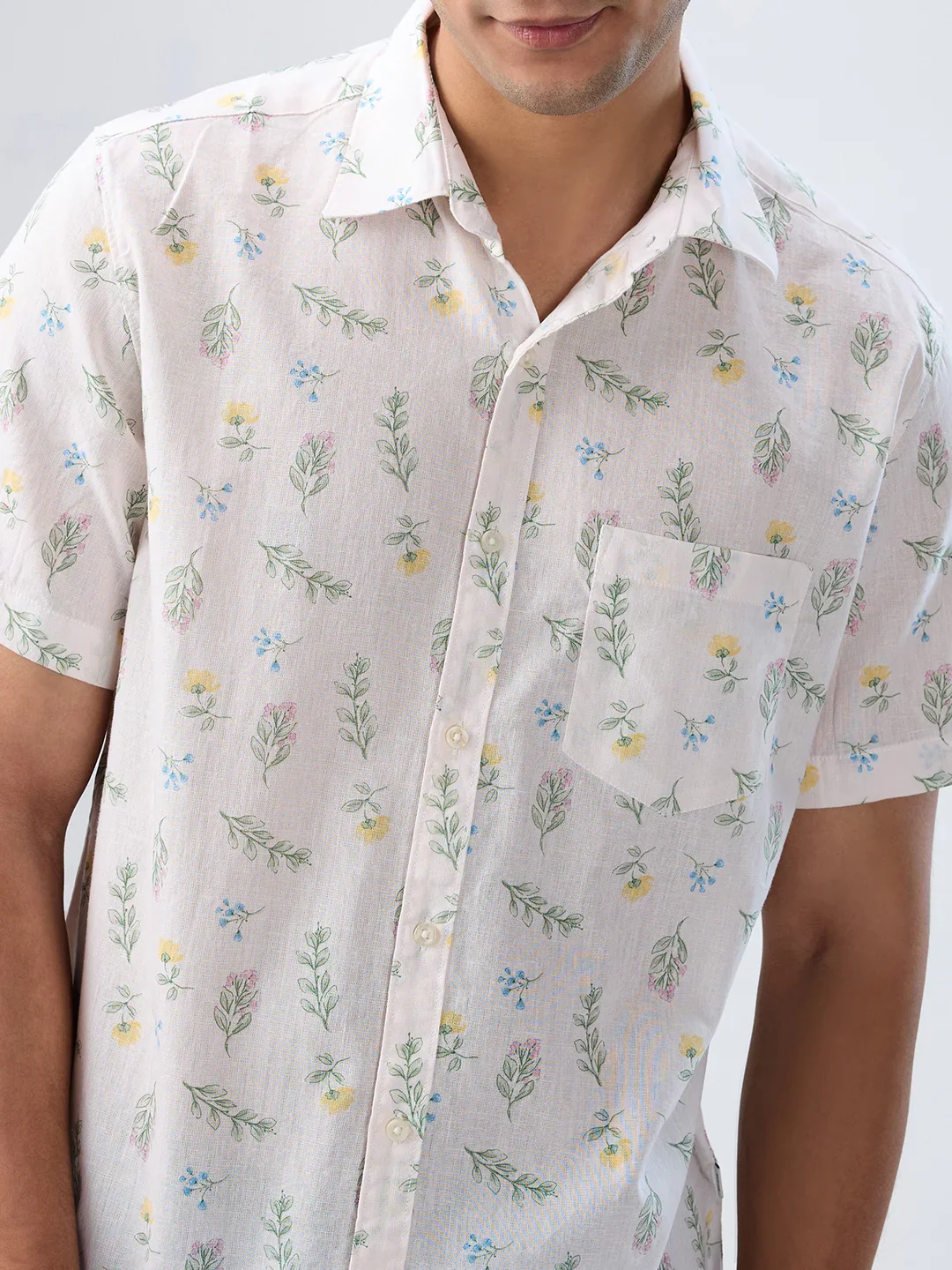 Men Shirt Print Off White Regular Fit - Image 4