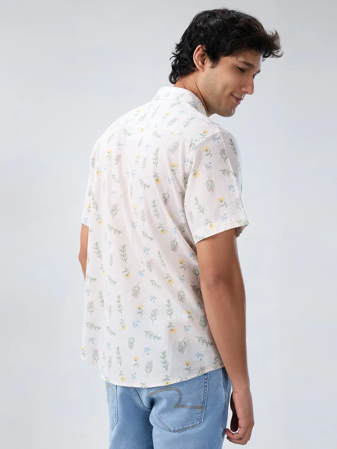 Men Shirt Print Off White Regular Fit - Image 6