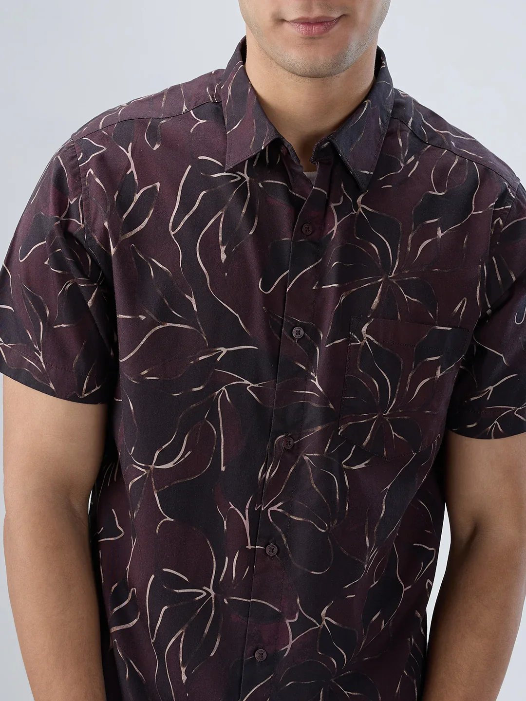 Men Shirt Print Red Regular Fit - Image 4