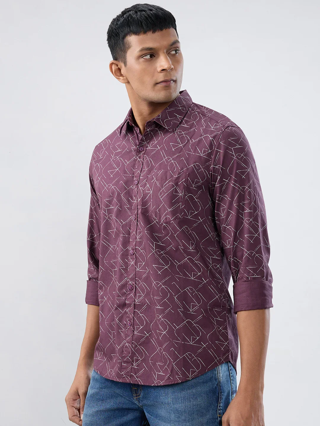 Men Shirt Print Red Regular Fit - Image 5
