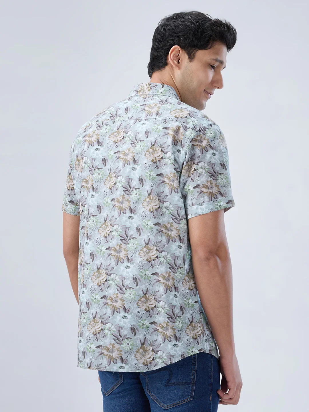 Men Shirt Print Green Regular Fit - Image 6