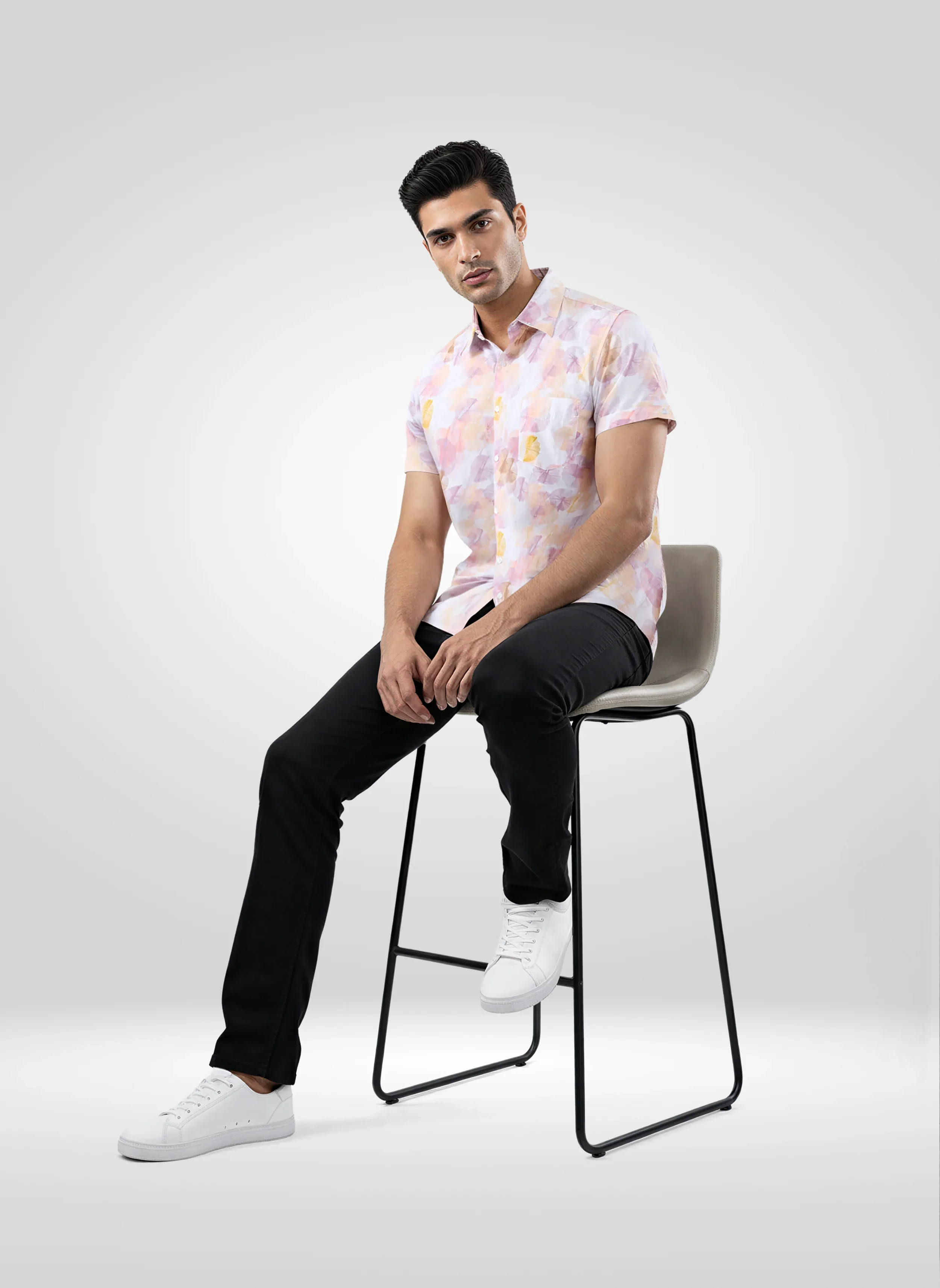 Men Shirt Print Yellow Regular Fit - Image 2