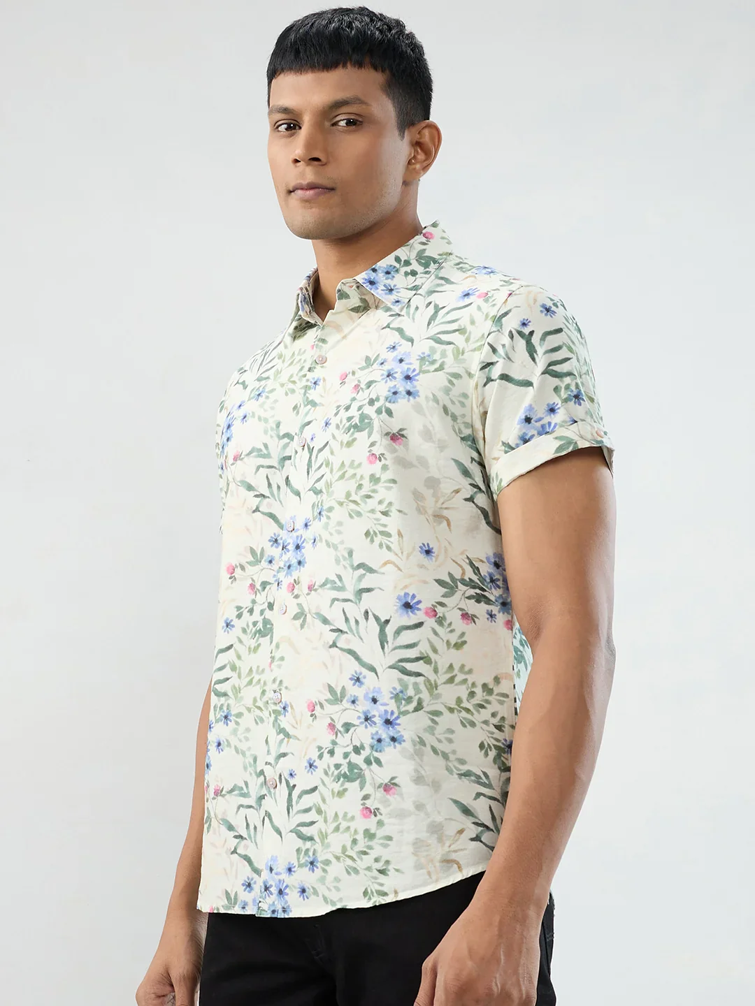 Men Shirt Print Off White Regular Fit - Image 5