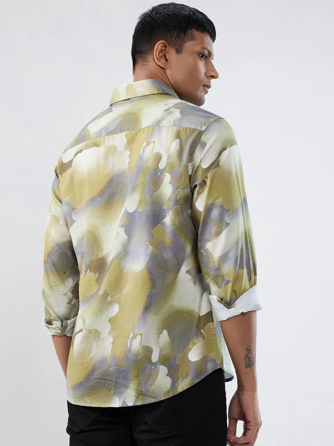 Men Shirt Print Green Regular Fit - Image 6