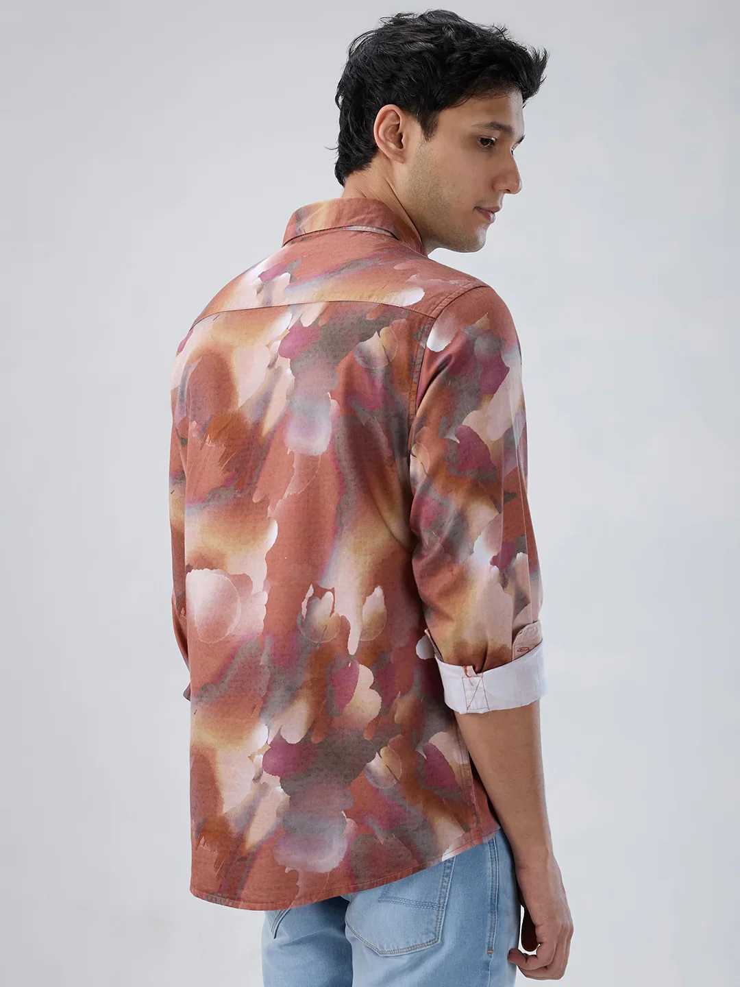 Men Shirt Print Red Regular Fit - Image 6