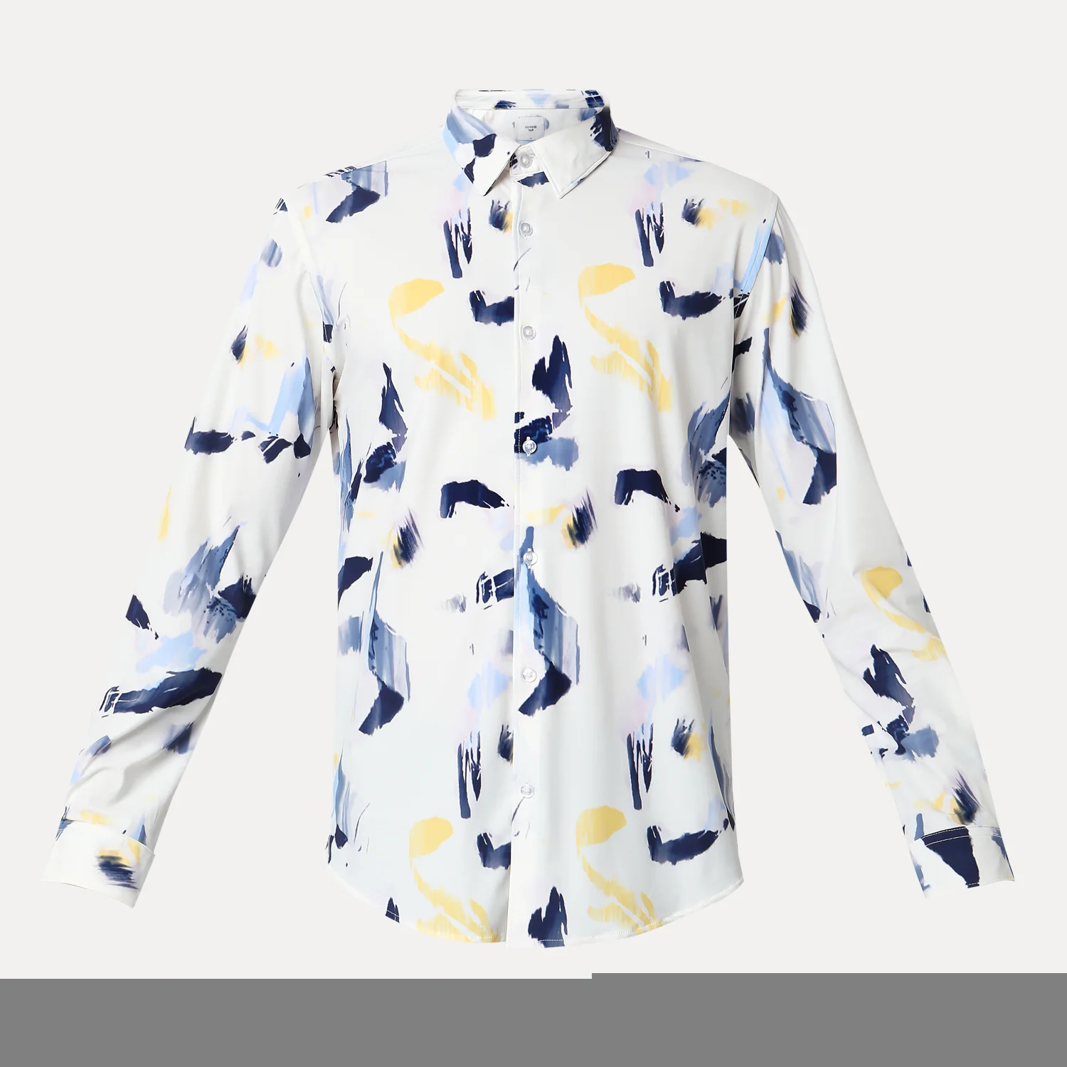 Men Shirt Print White Slim Fit - Image 8
