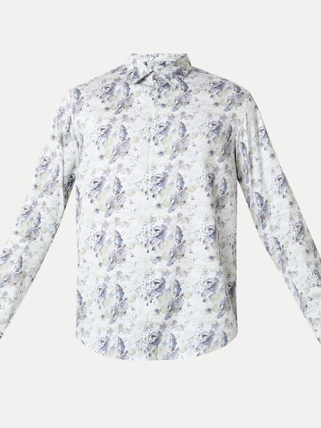 Men Shirt Print Moss Grey Slim Fit - Image 8