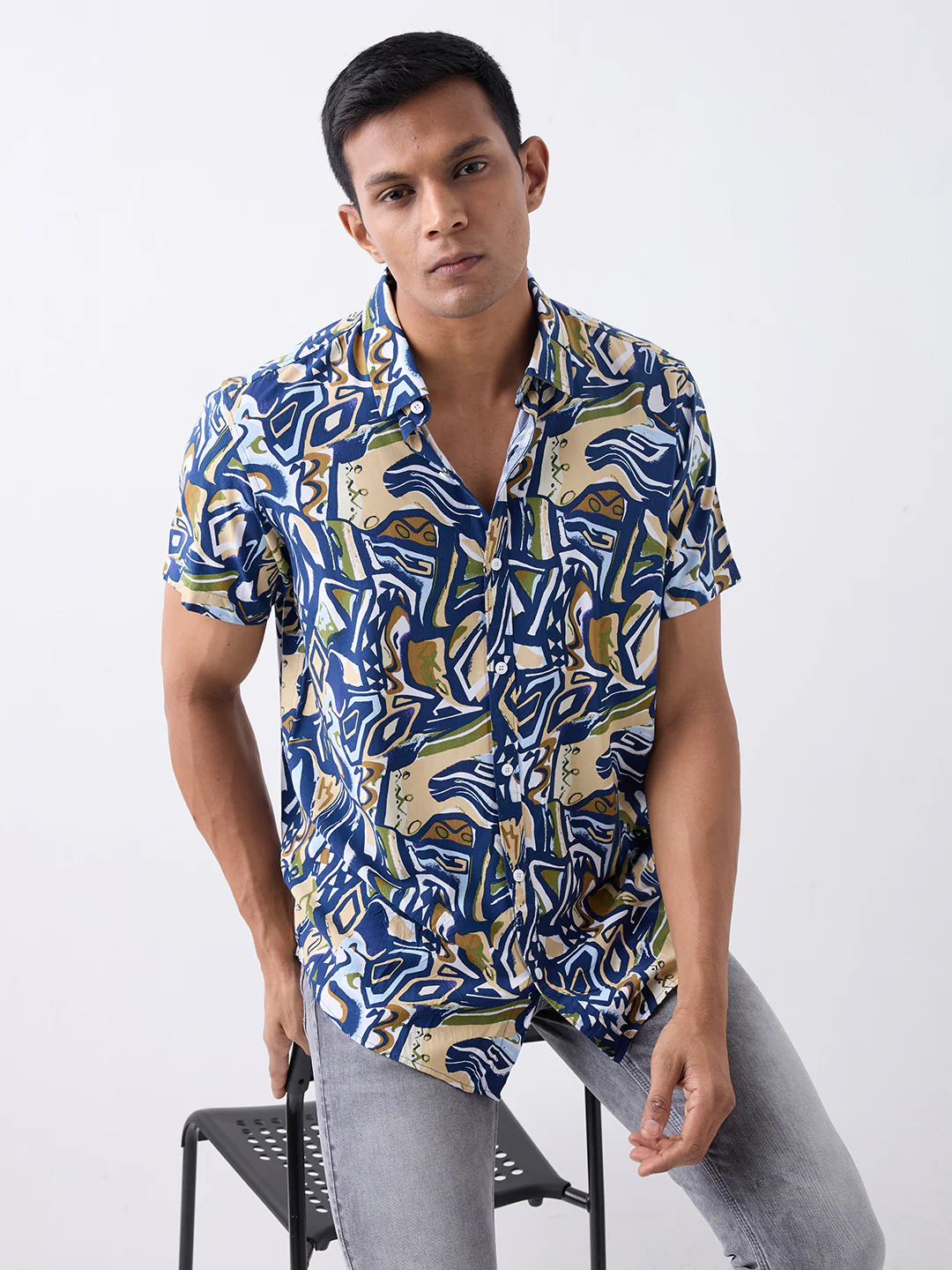 Men Shirt Blue Slim Fit - Image 7