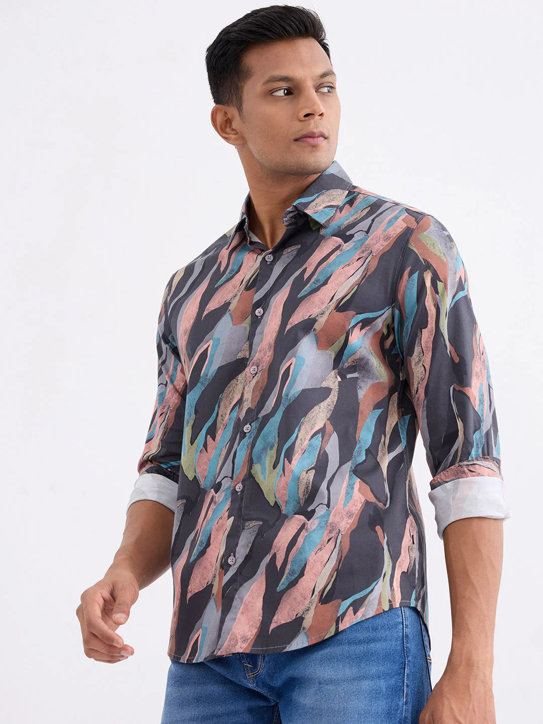 Men Shirt Grey Slim Fit