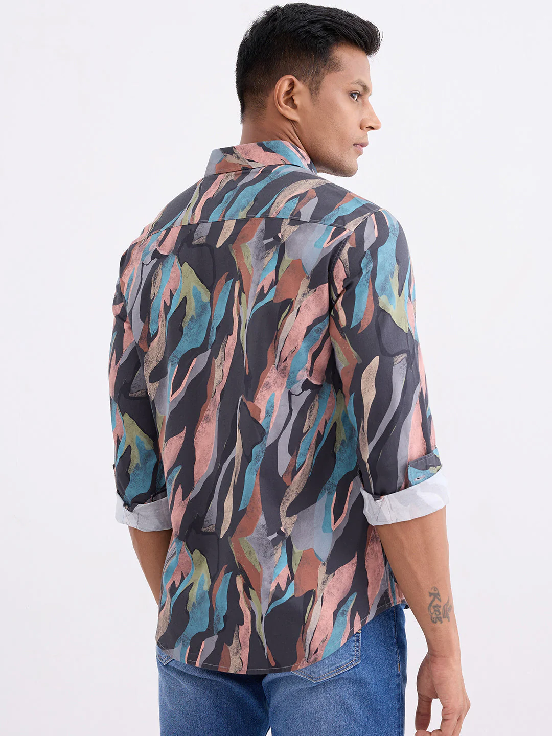 Men Shirt Grey Slim Fit - Image 4