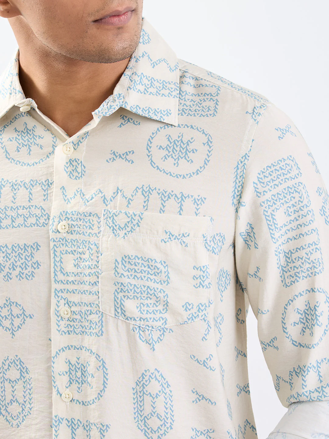 Men Shirt Beige Slim Fit - Image 6