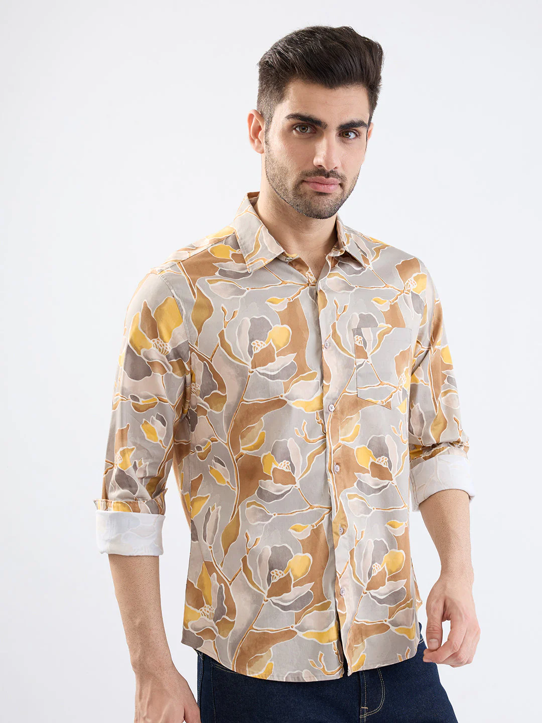Men Shirt Grey Slim Fit