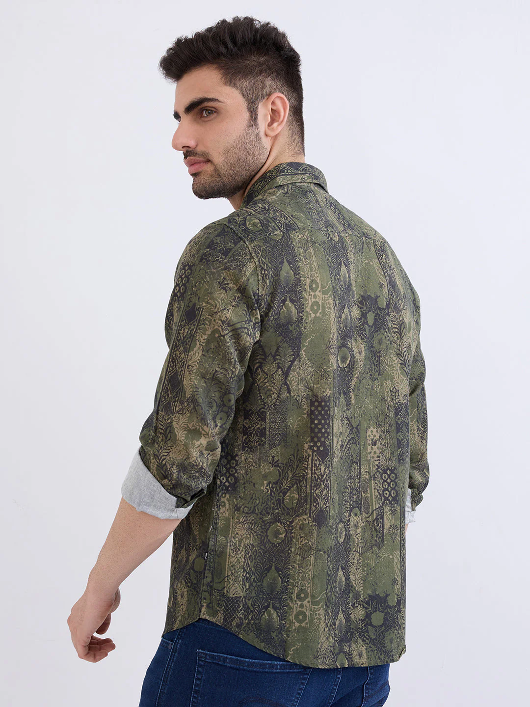 Men Shirt Green Slim Fit - Image 4