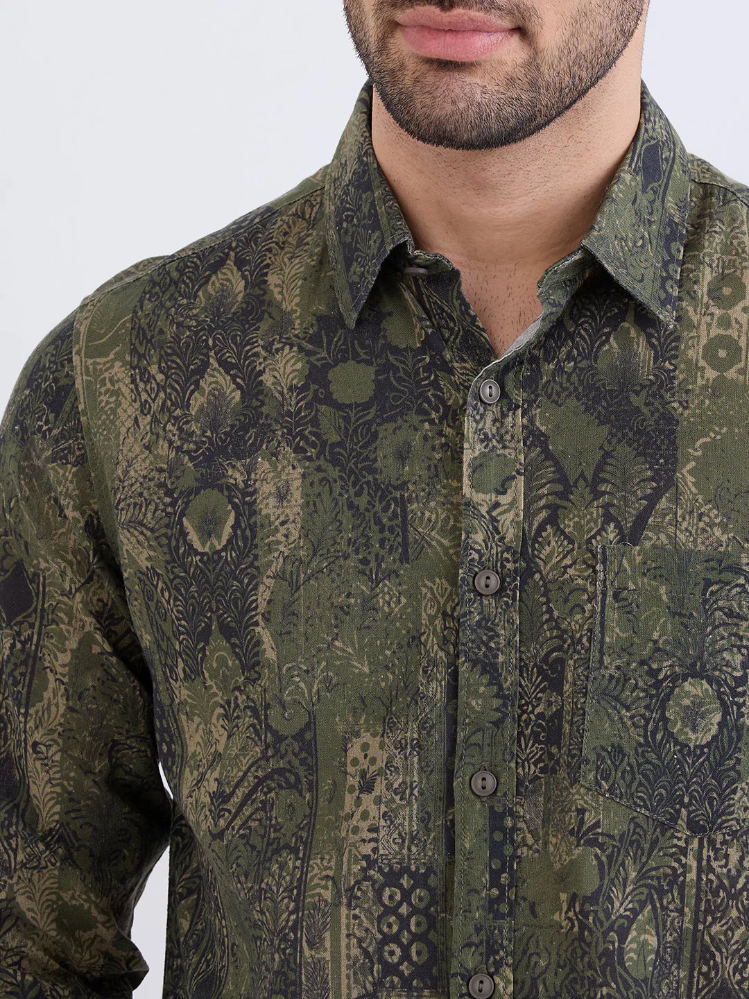 Men Shirt Green Slim Fit - Image 6