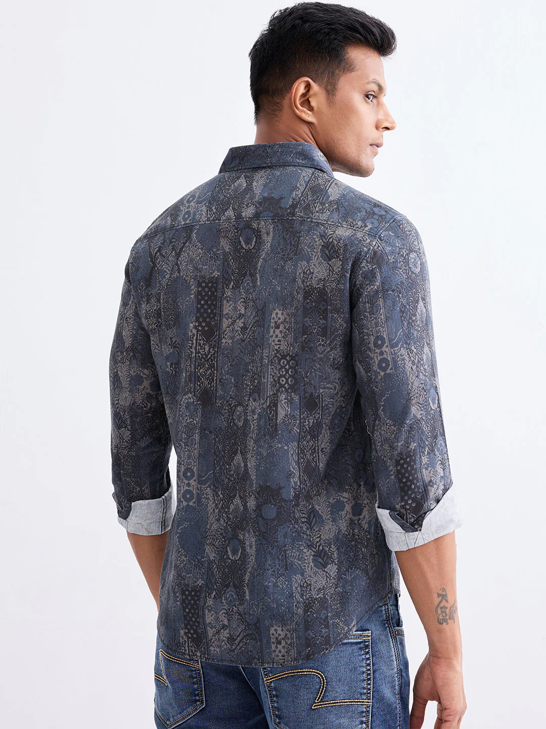 Men Shirt Blue Slim Fit - Image 4