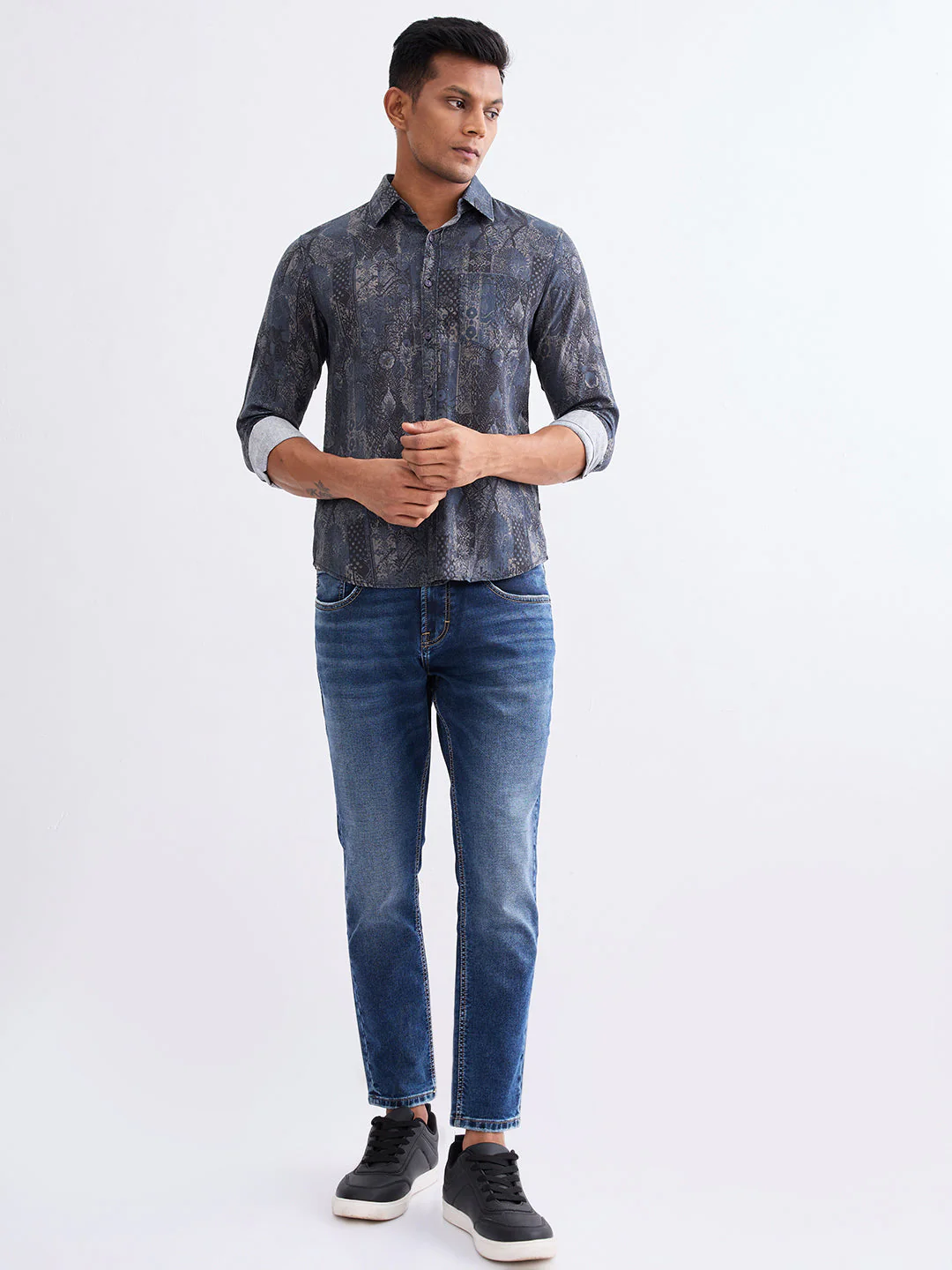 Men Shirt Blue Slim Fit - Image 5