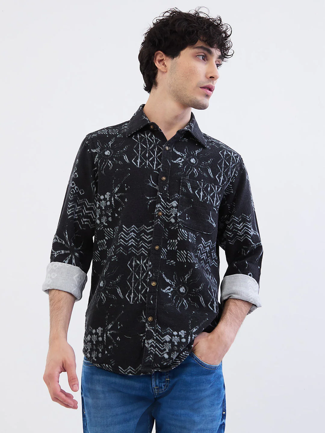 Men Shirt Black Slim Fit - Image 2