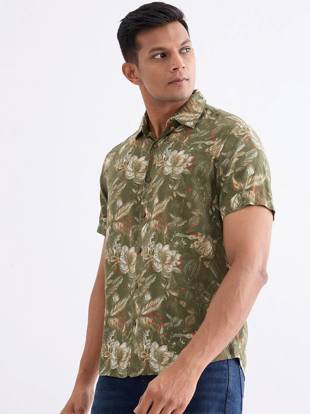 Men Shirt Green Slim Fit