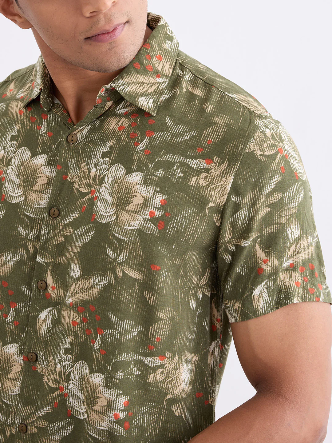 Men Shirt Green Slim Fit - Image 6