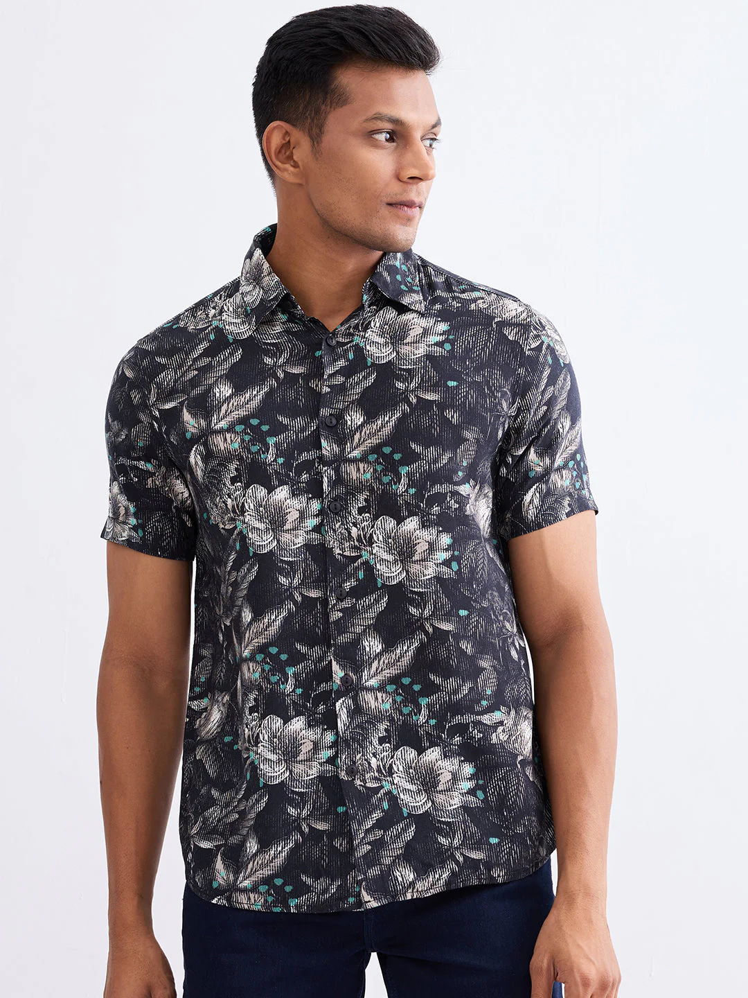 Men Shirt Black Slim Fit - Image 2