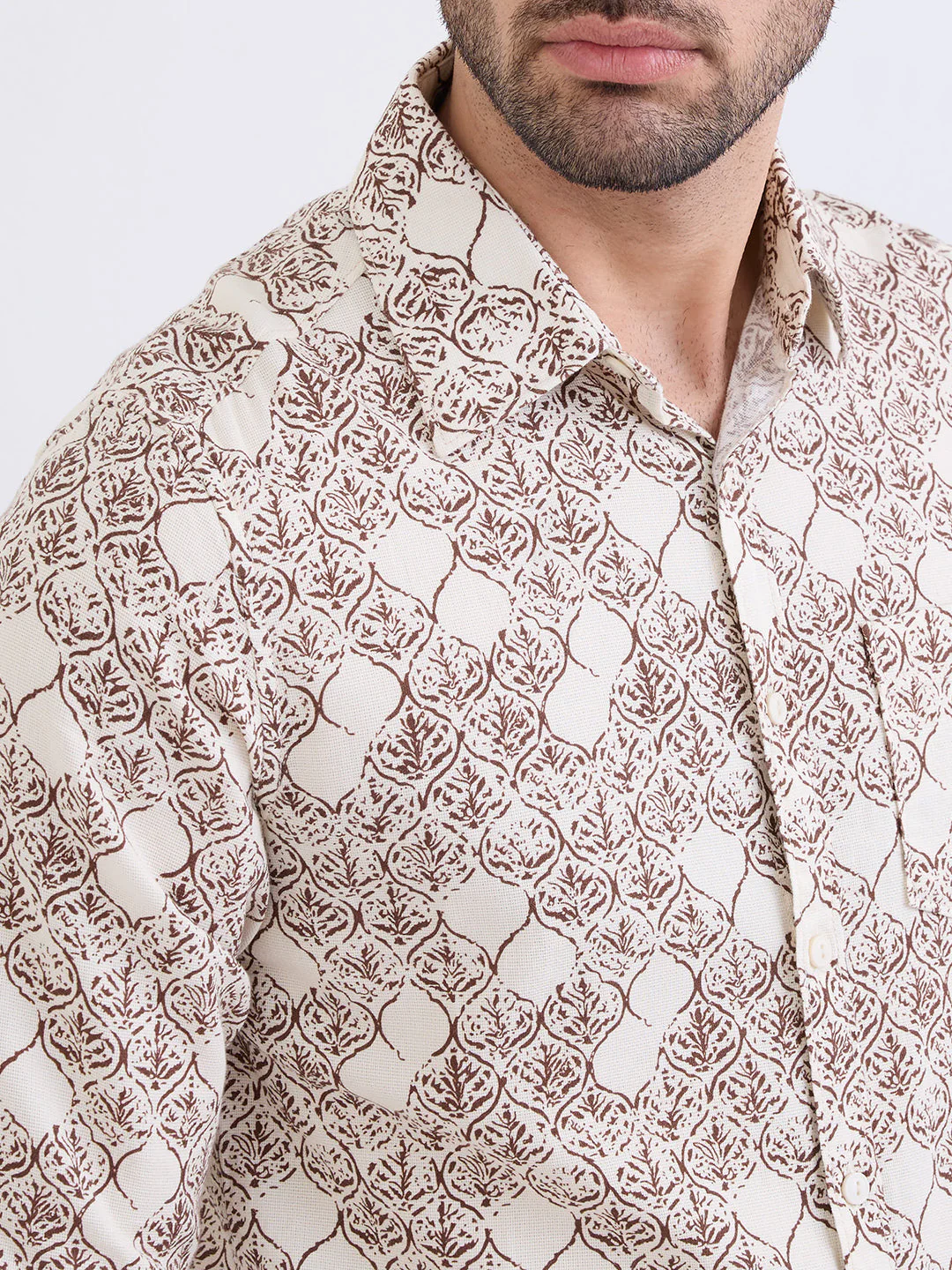 Men Shirt Beige Slim Fit - Image 6