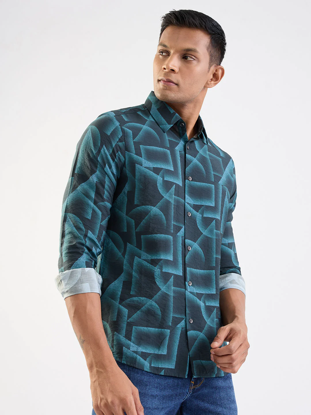 Men Shirt Green Slim Fit