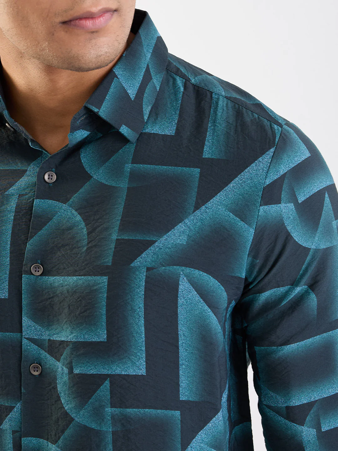 Men Shirt Green Slim Fit - Image 6