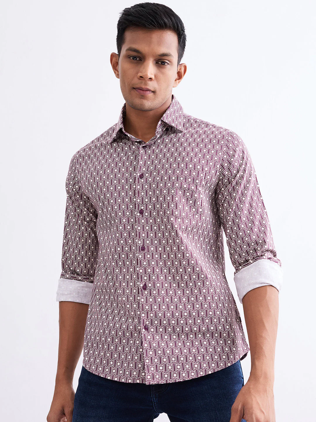 Men Shirt Red Slim Fit - Image 2