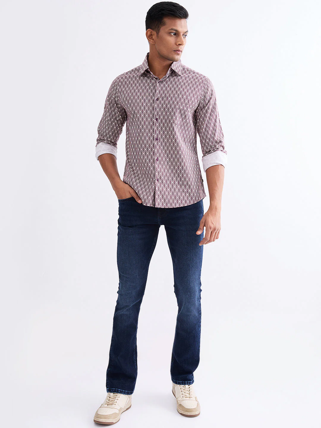 Men Shirt Red Slim Fit - Image 5