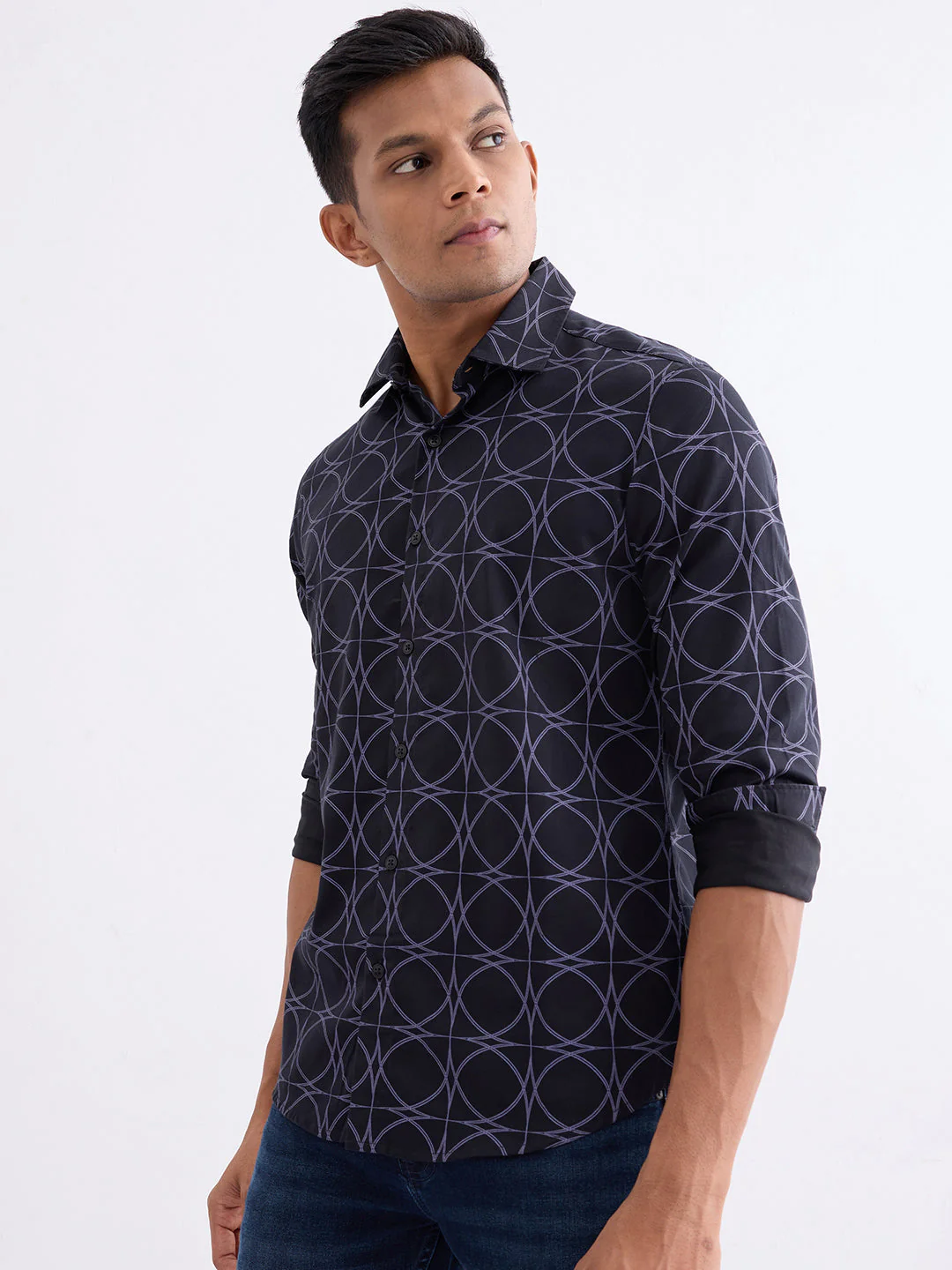 Men Shirt Black Slim Fit - Image 3
