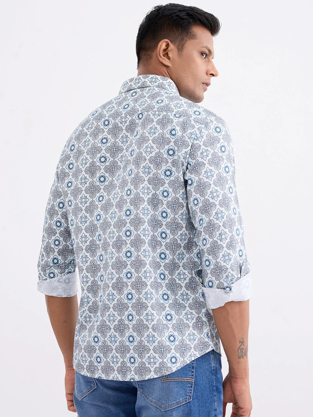 Men Shirt Blue Slim Fit - Image 4