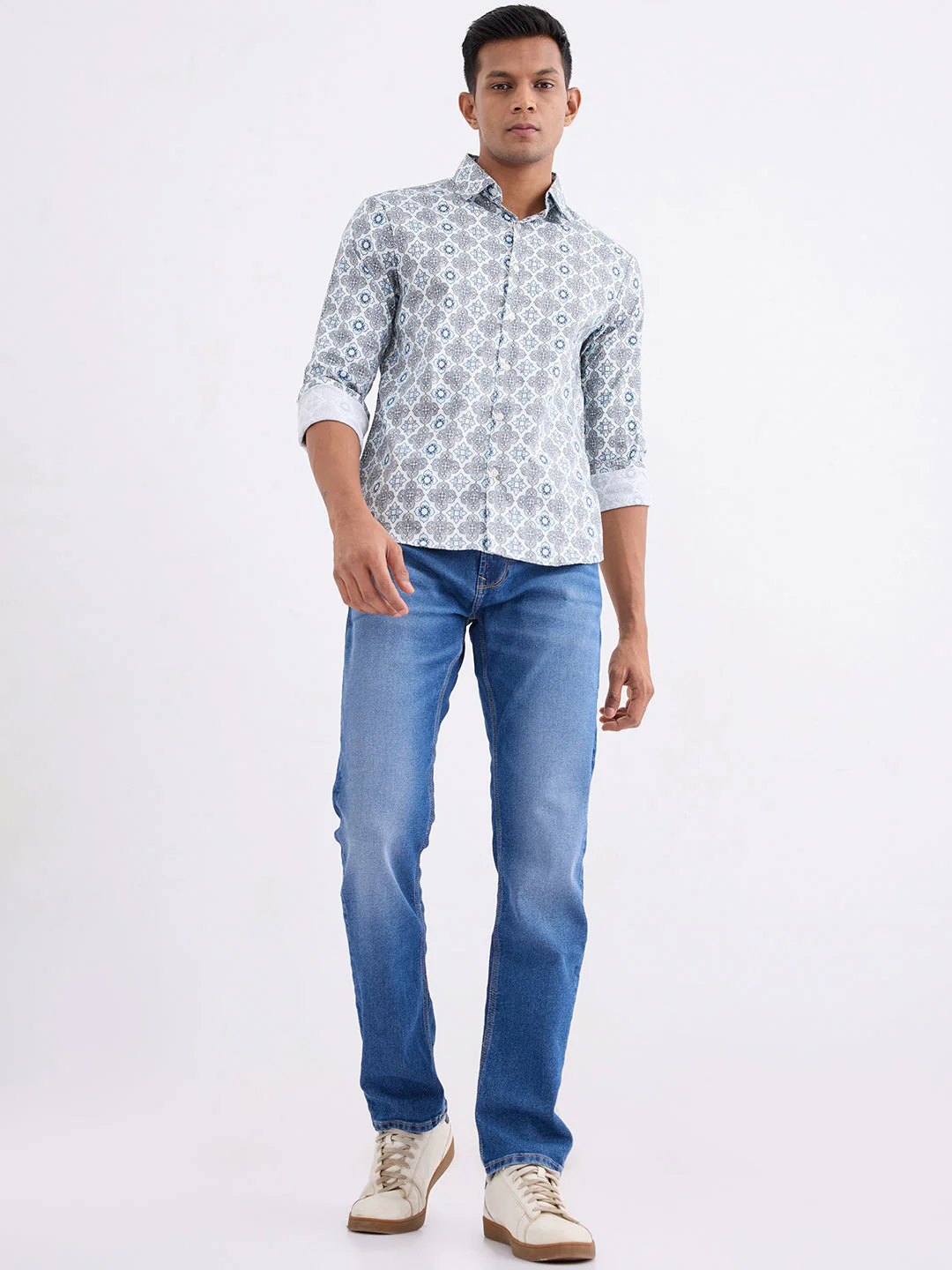 Men Shirt Blue Slim Fit - Image 5