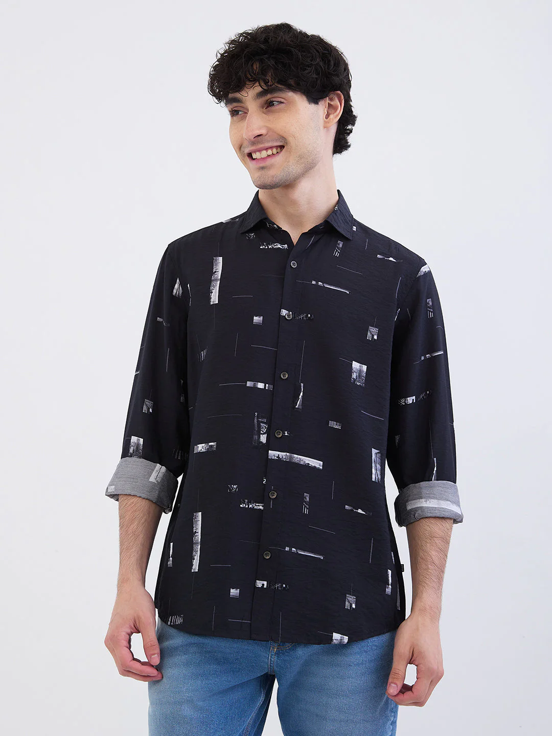 Men Shirt Black Slim Fit - Image 2