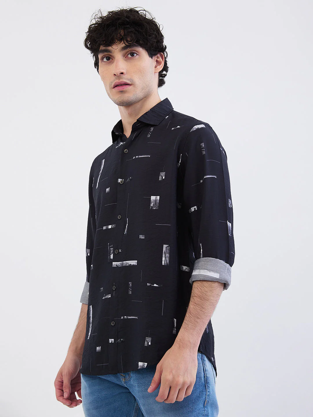 Men Shirt Black Slim Fit - Image 3